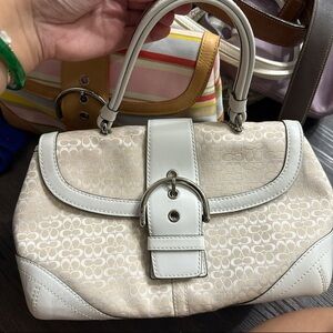 Coach Cream and White Satchel